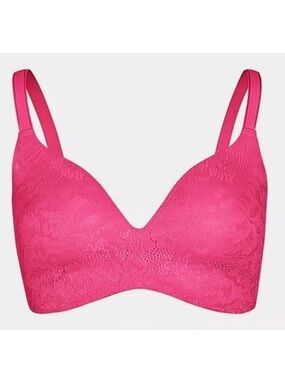 knix Lace Wingwoman Contour Bra in Hot Pink